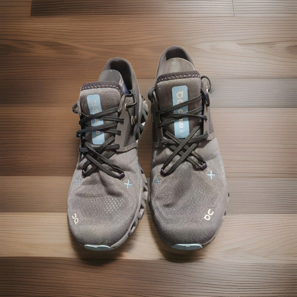 ON Men's Cloud X 3 Sneakers Grey Blue Size M9 Shoes Sneakers